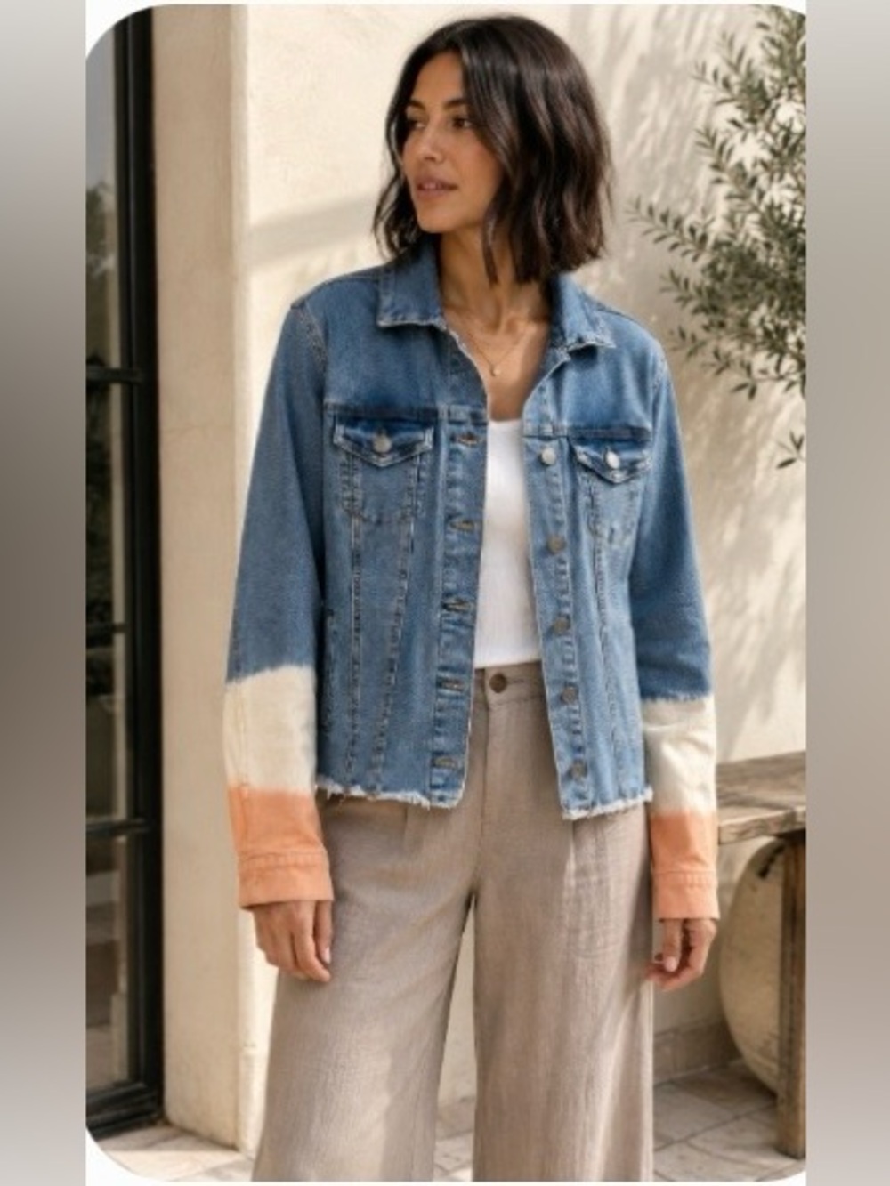 Baccini Stretch Dye Dipped Denim Jean Jacket Size M
